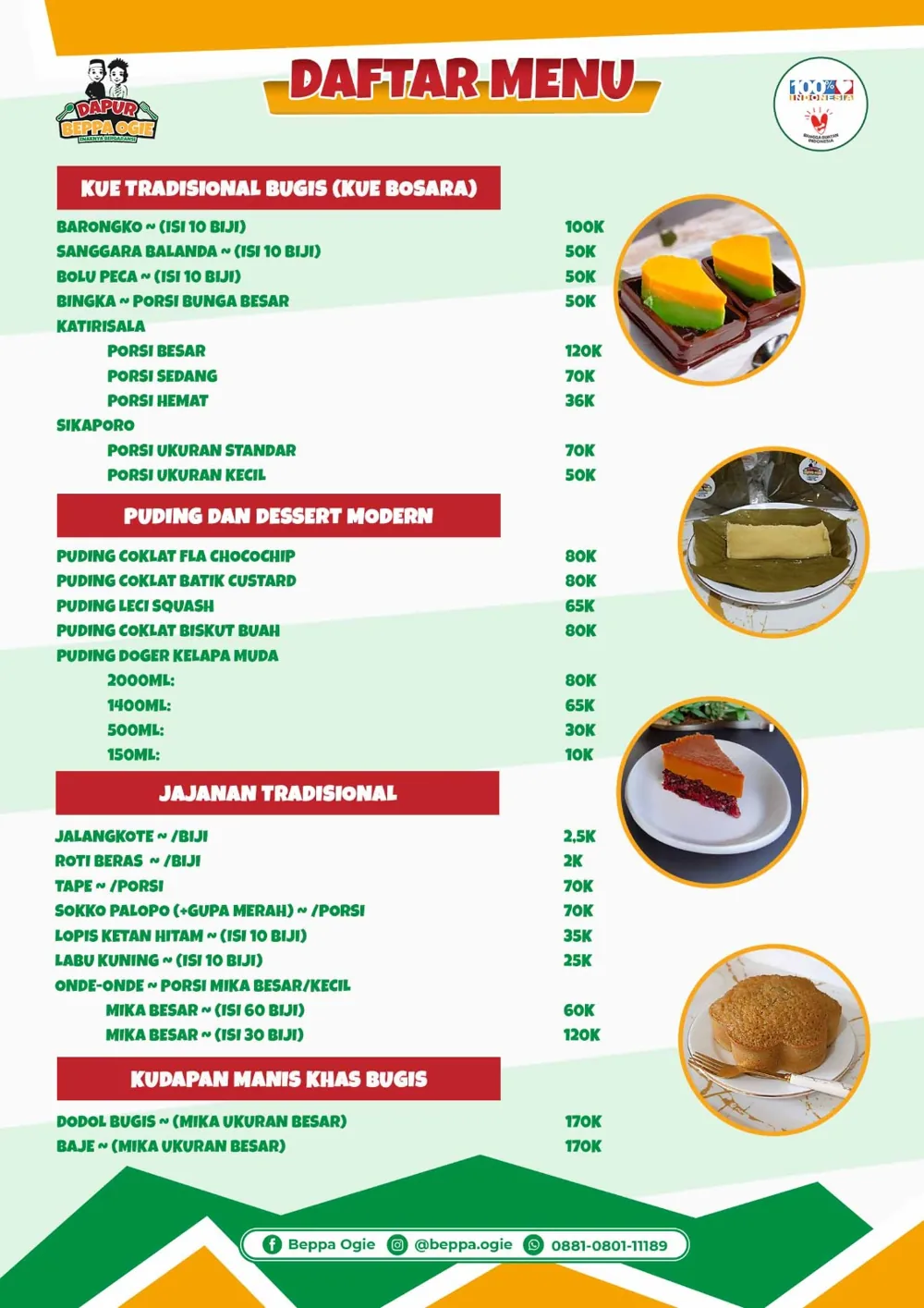 Daftar menu Dapur Beppa Ogie